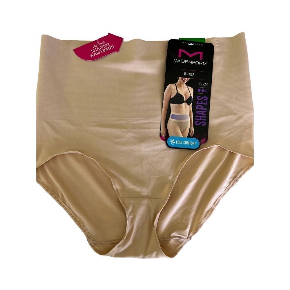 Maiden Form Women’s Briefs Nude Color Body Shaping SZ L Cool Comfort for Summer